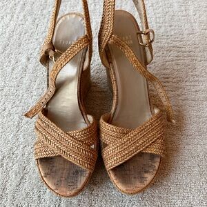 Stuart Weitzman Brown Woven Wedge Sandals